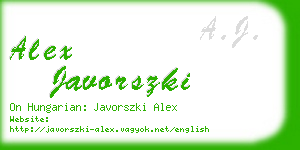 alex javorszki business card